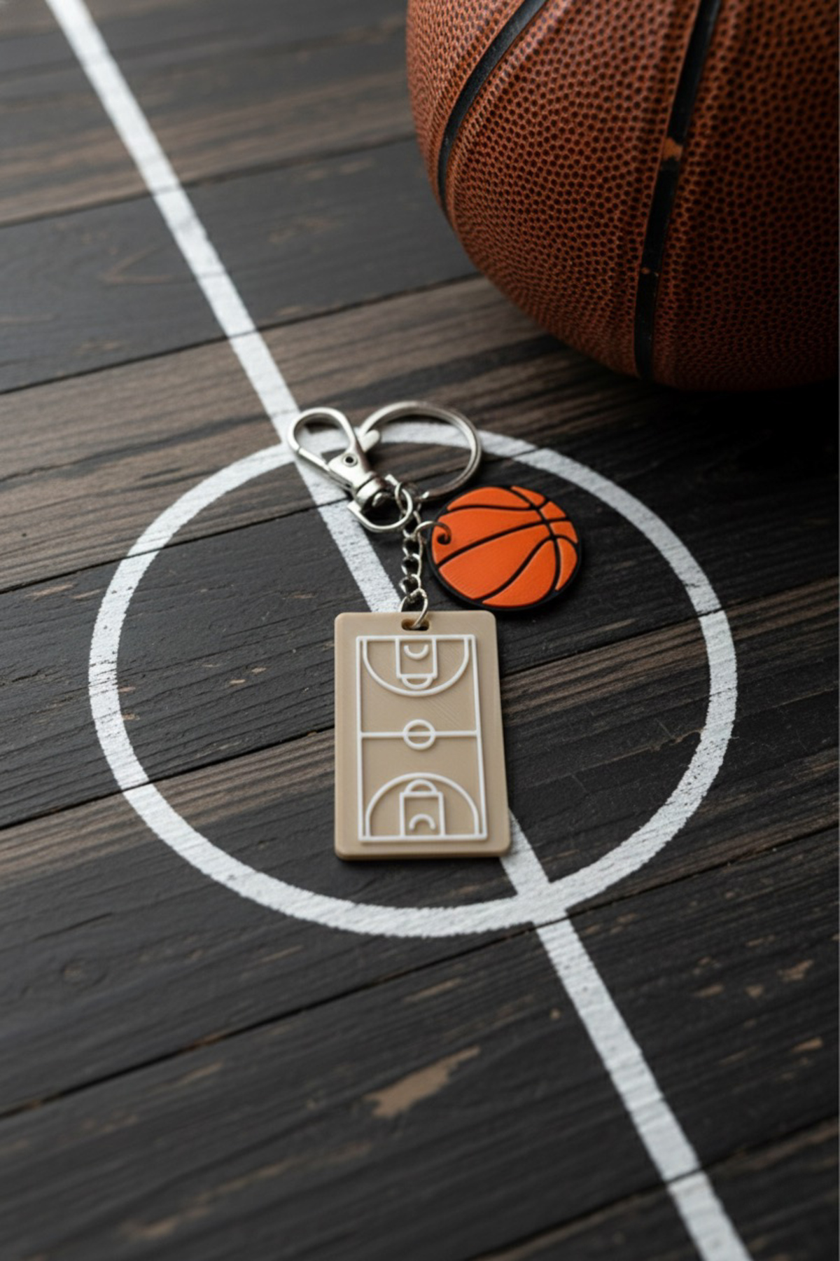Basketbol Gümüş Zincir Anahtarlık, Çanta Süsü
