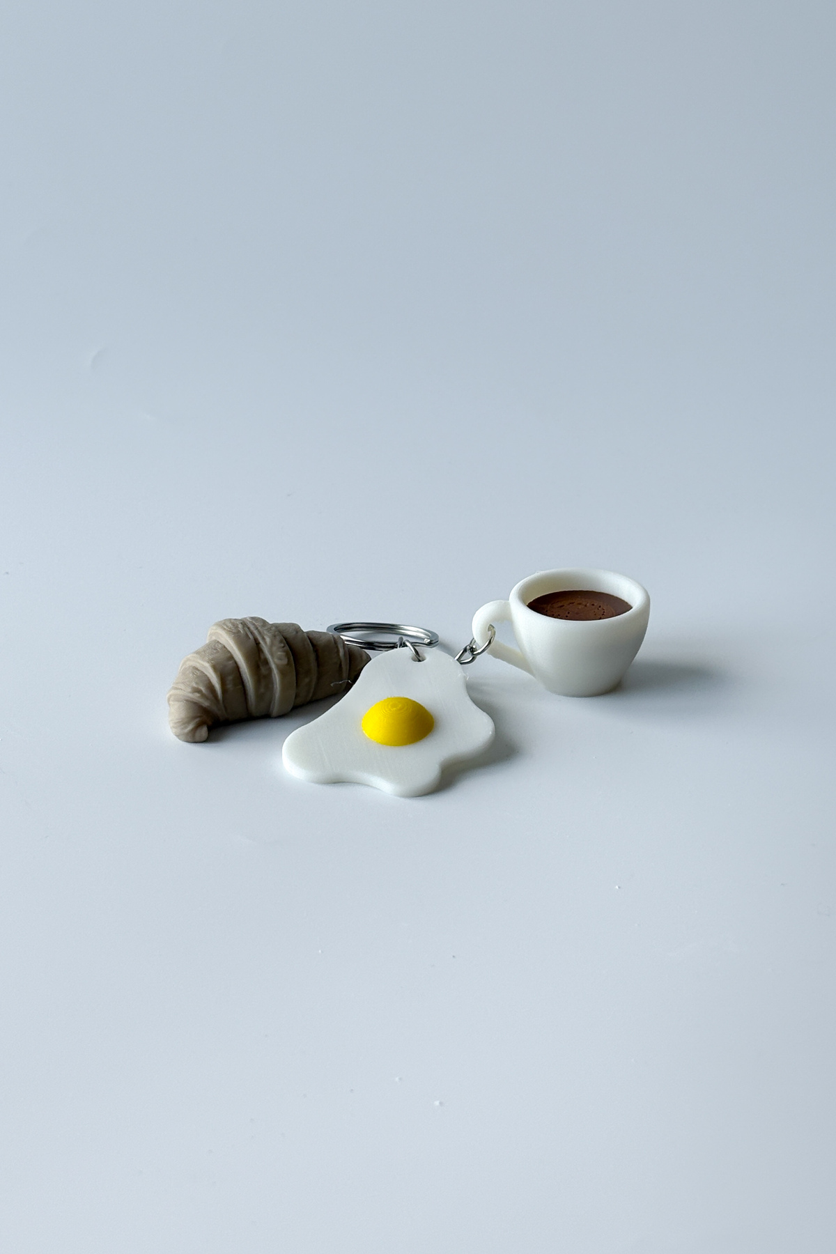 Breakfast Gümüş Zincir Anahtarlık, Çanta Süsü