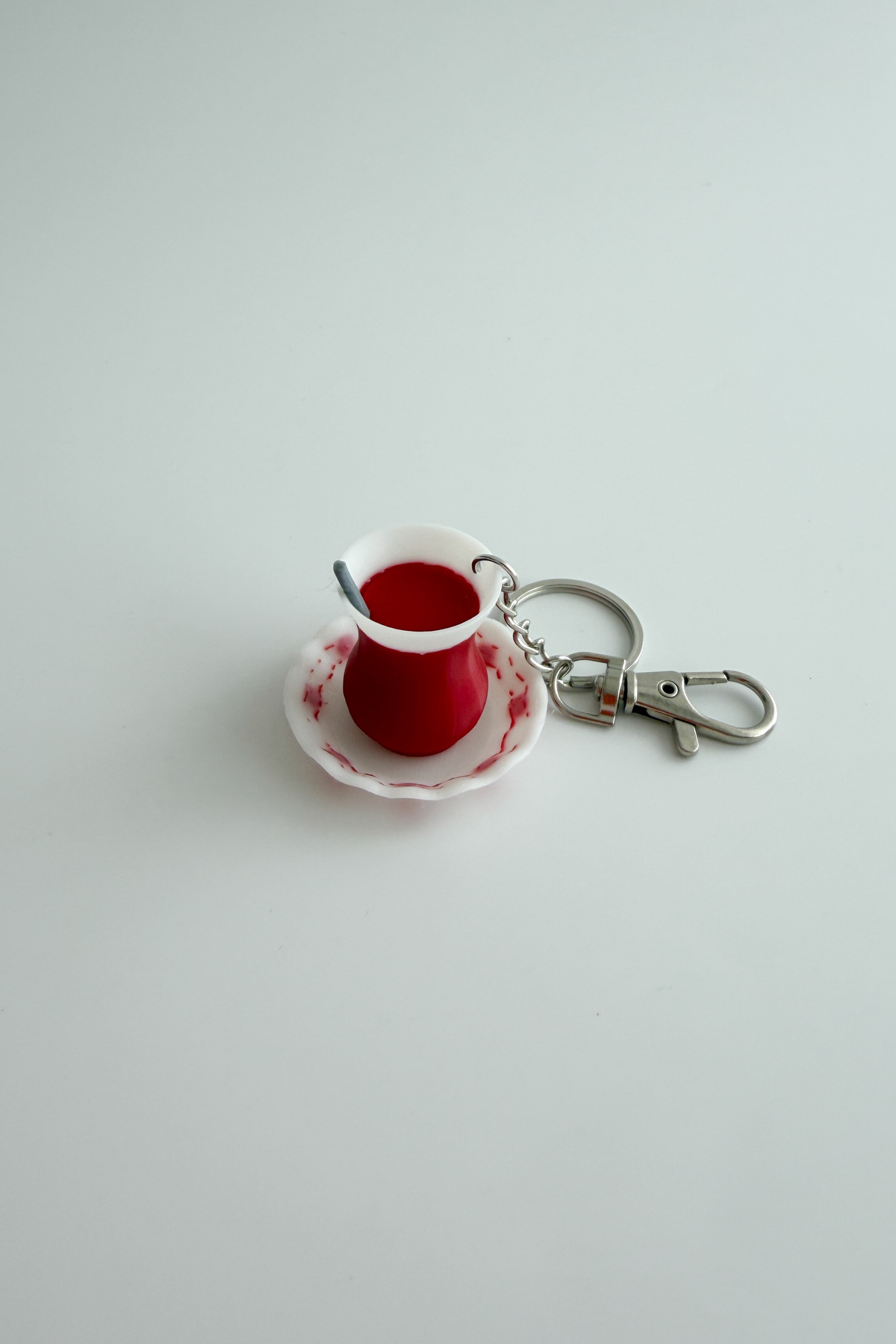 Çay Bardağı Gümüş Zincir Anahtarlık, Çanta Süsü
