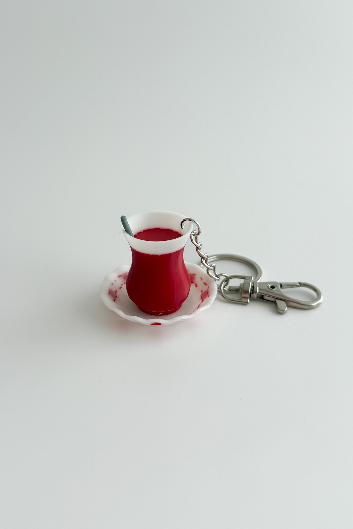 Çay Bardağı Gümüş Zincir Anahtarlık, Çanta Süsü