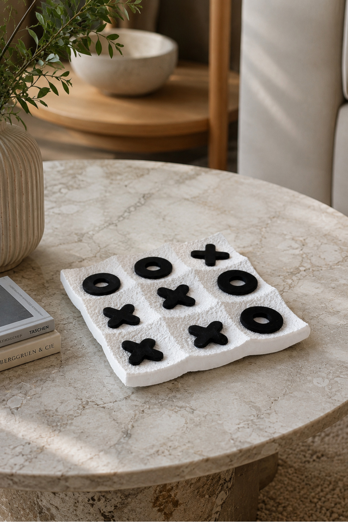 Dokulu Tic Tac Toe (XOX) Dekoratif Masa Oyunu