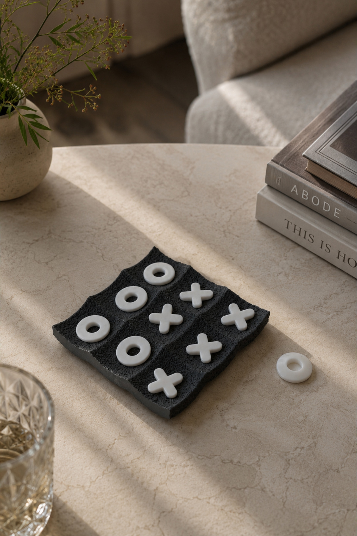 Dokulu Tic Tac Toe (XOX) Dekoratif Masa Oyunu
