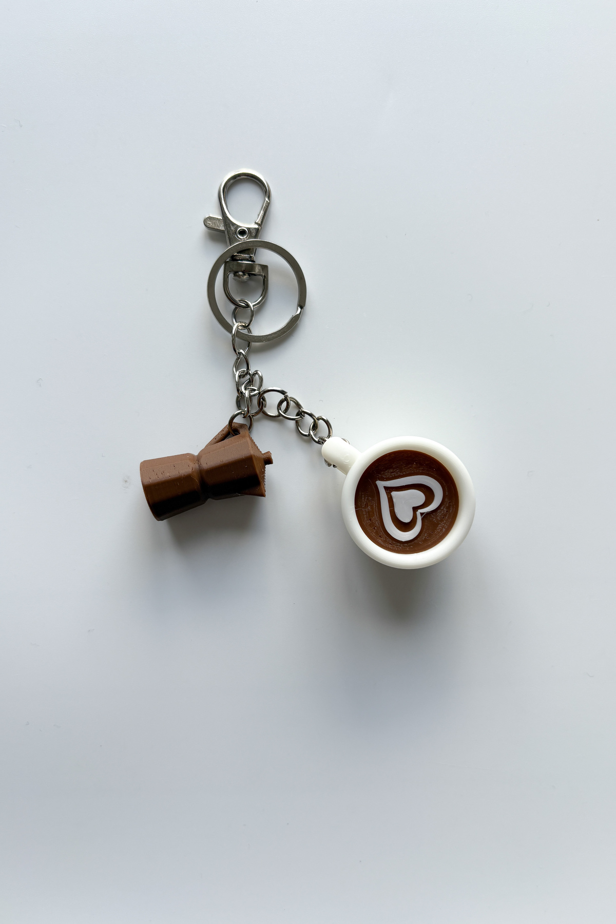 Latte-Moka Gümüş Zincir Anahtarlık, Çanta Süsü