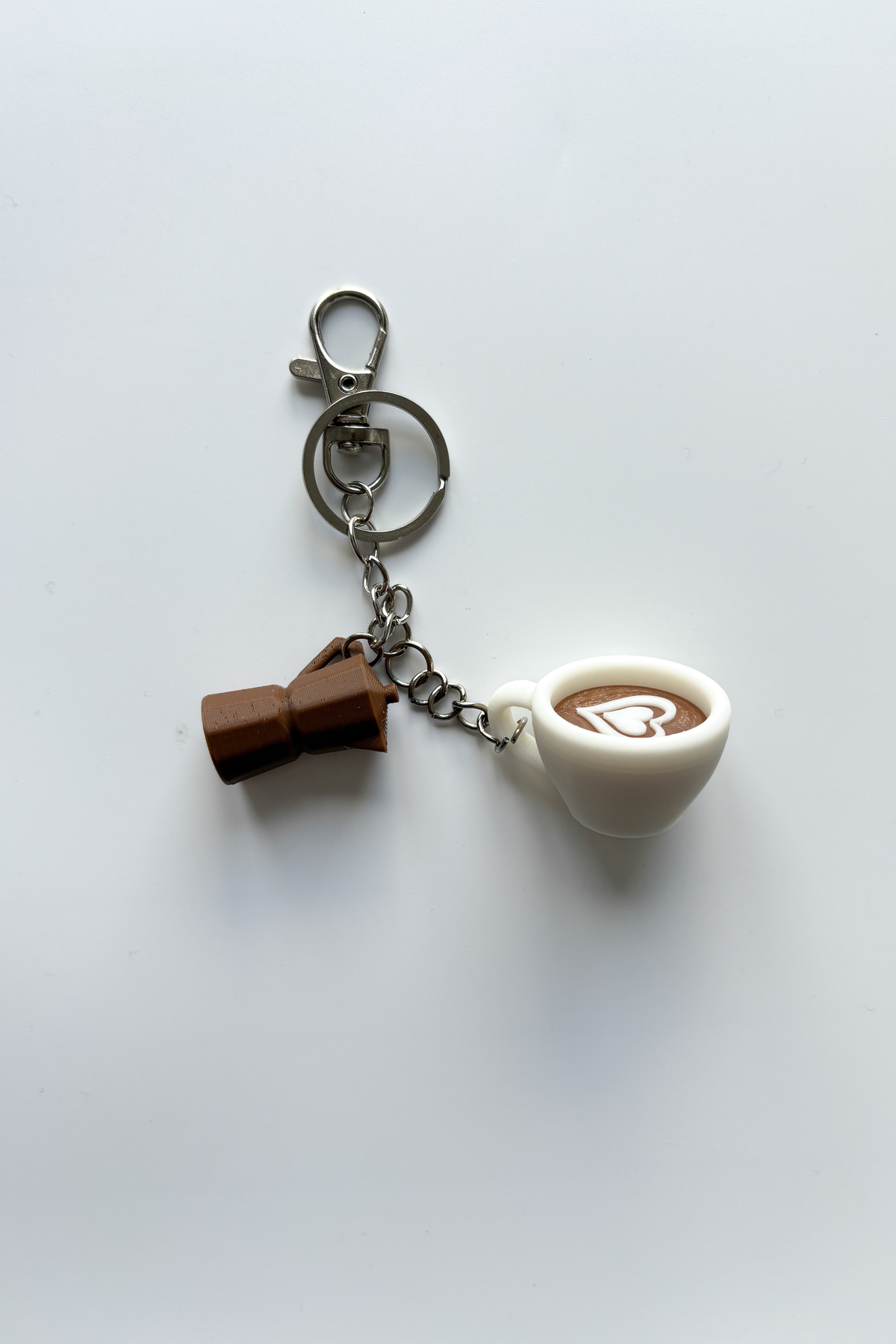 Latte-Moka Gümüş Zincir Anahtarlık, Çanta Süsü