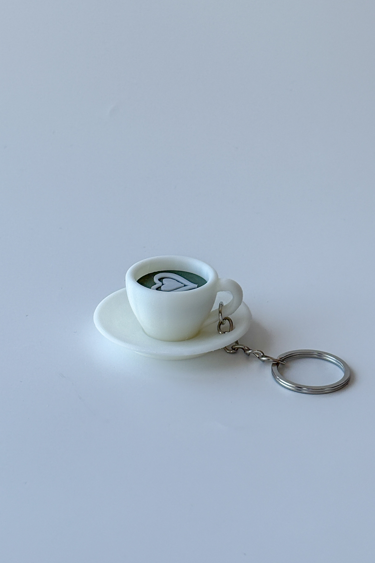 Matcha Latte Fincanı Gümüş Zincir Anahtarlık