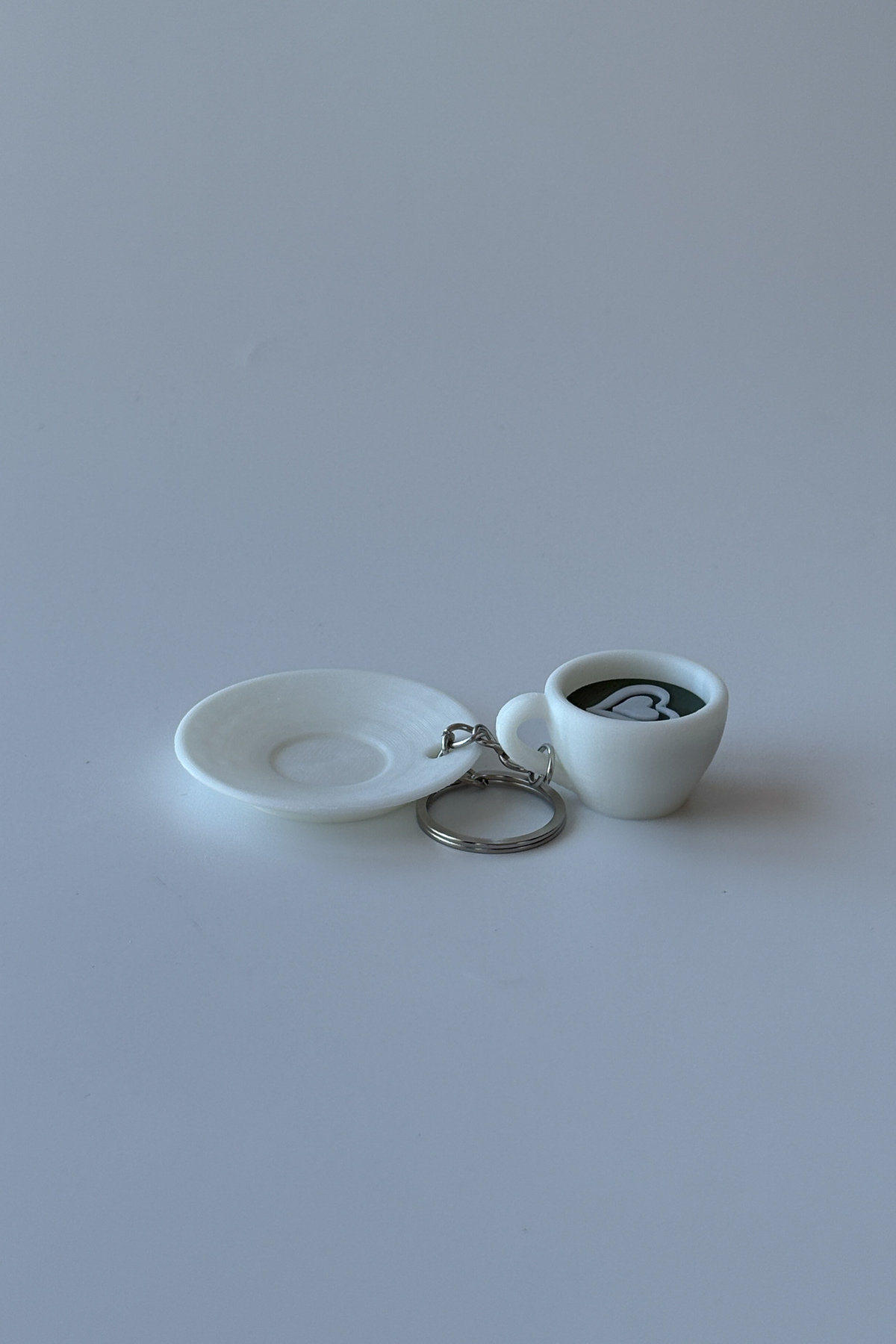 Matcha Latte Fincanı Gümüş Zincir Anahtarlık