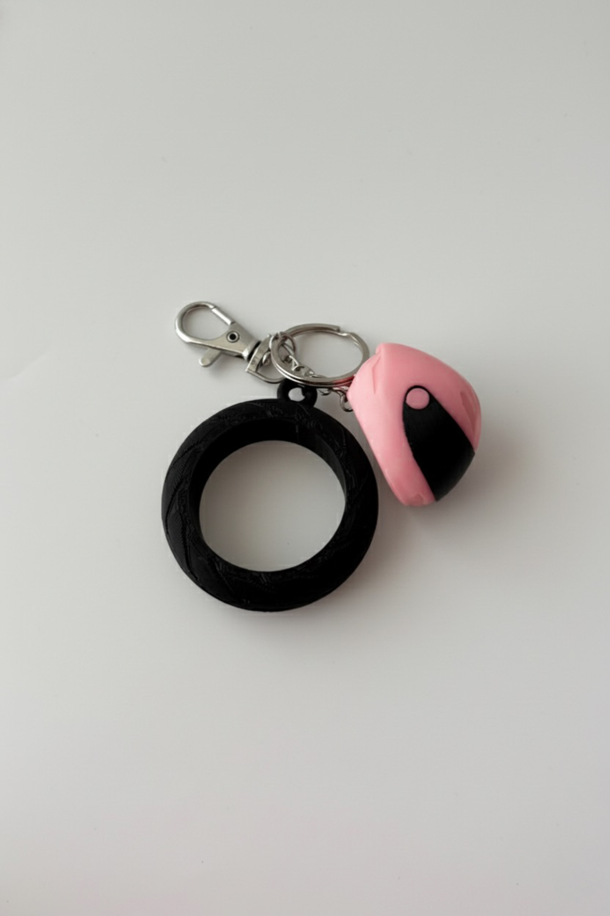 Motosiklet Gümüş Zincir Anahtarlık, Çanta Süsü Pembe