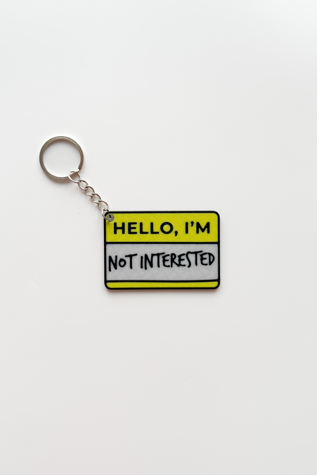 ’’not interested’’ Gümüş Zincir Anahtarlık