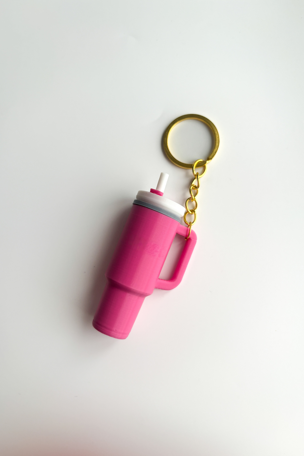 Quencher Pipetli Termos Pembe Gold Zincir Anahtarlık
