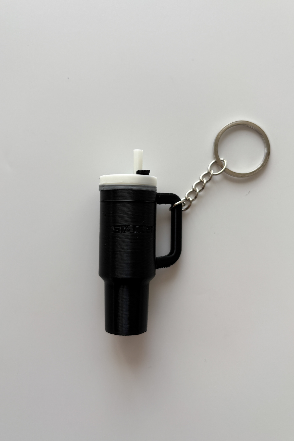 Quencher Pipetli Termos Siyah Gümüş Zincir Anahtarlık