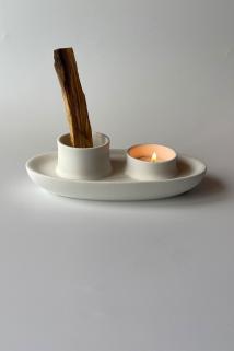 Palo Santo Tütsülük Mumluk Şamdan Beyaz