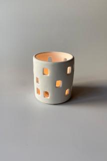 Gözenekli Tealight Mumluk Beyaz