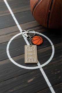 Basketbol Gümüş Zincir Anahtarlık, Çanta Süsü