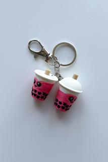 Bubble Tea Gümüş Zincir Anahtarlık, Çanta Süsü