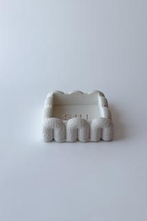 Dokulu Beton Bloknotluk Beyaz 11x11 cm | Minimal Masaüstü Notluk Standı | Dekoratif Ofis Düzenleyici