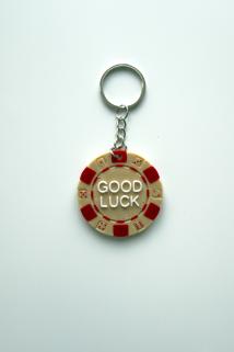 "Good Luck" Poker Çipi Gümüş Zincir Anahtarlık