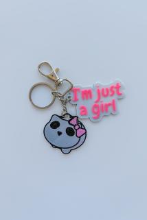 "I'm Just a Girl" Gümüş Zincir Anahtarlık, Çanta Süsü