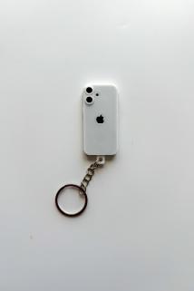 Mini Iphone Gümüş Zincir Anahtarlık