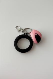 Motosiklet Gümüş Zincir Anahtarlık, Çanta Süsü Pembe