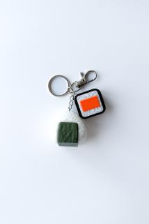 Onigiri - Sushi Gümüş Zincir Anahtarlık, Çanta Süsü