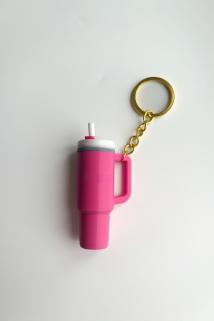 Quencher Pipetli Termos Pembe Gold Zincir Anahtarlık