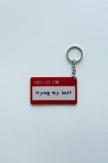 "trying my best" Gümüş Zincir Anahtarlık