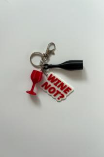 "WINE NOT" Gümüş Zincir Anahtarlık, Çanta Süsü