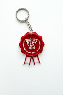 "World's Best Mom" Gümüş Zincir Anahtarlık