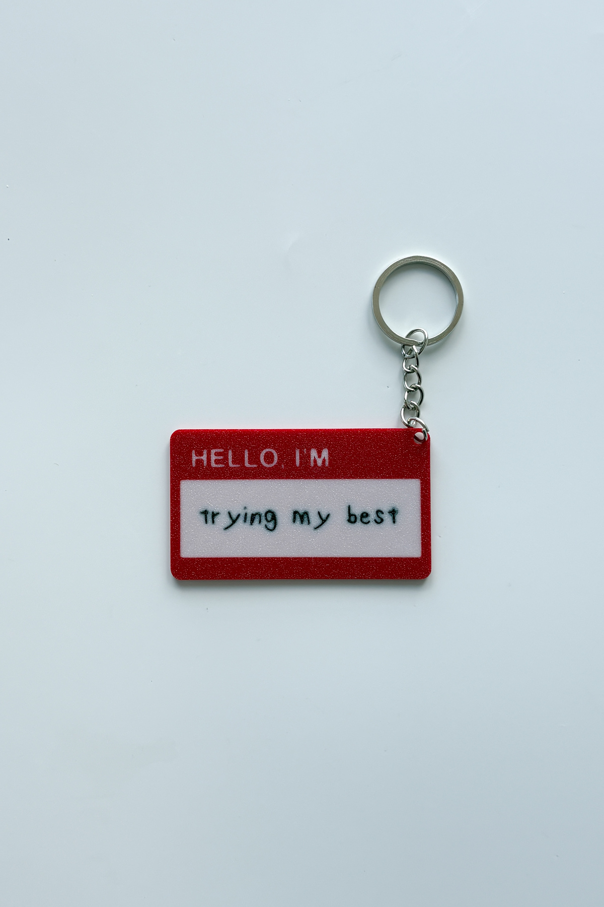 ’’trying my best’’ Gümüş Zincir Anahtarlık